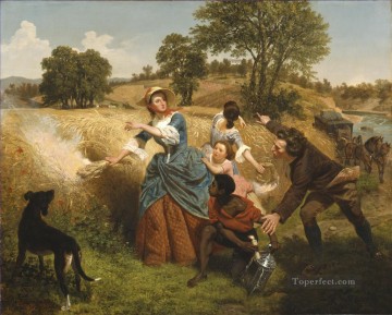 Emanuel Gottlieb Leutze Painting - Mrs Schuyler Burning Her Wheat Fields on the Approach of the British Emanuel Leutze